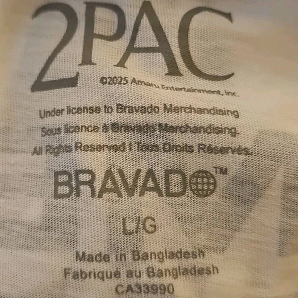 Tupac Me Against The World Double Sided Graphic Shirt 2Pac Brand Size Large Wht - Picture 10 of 10